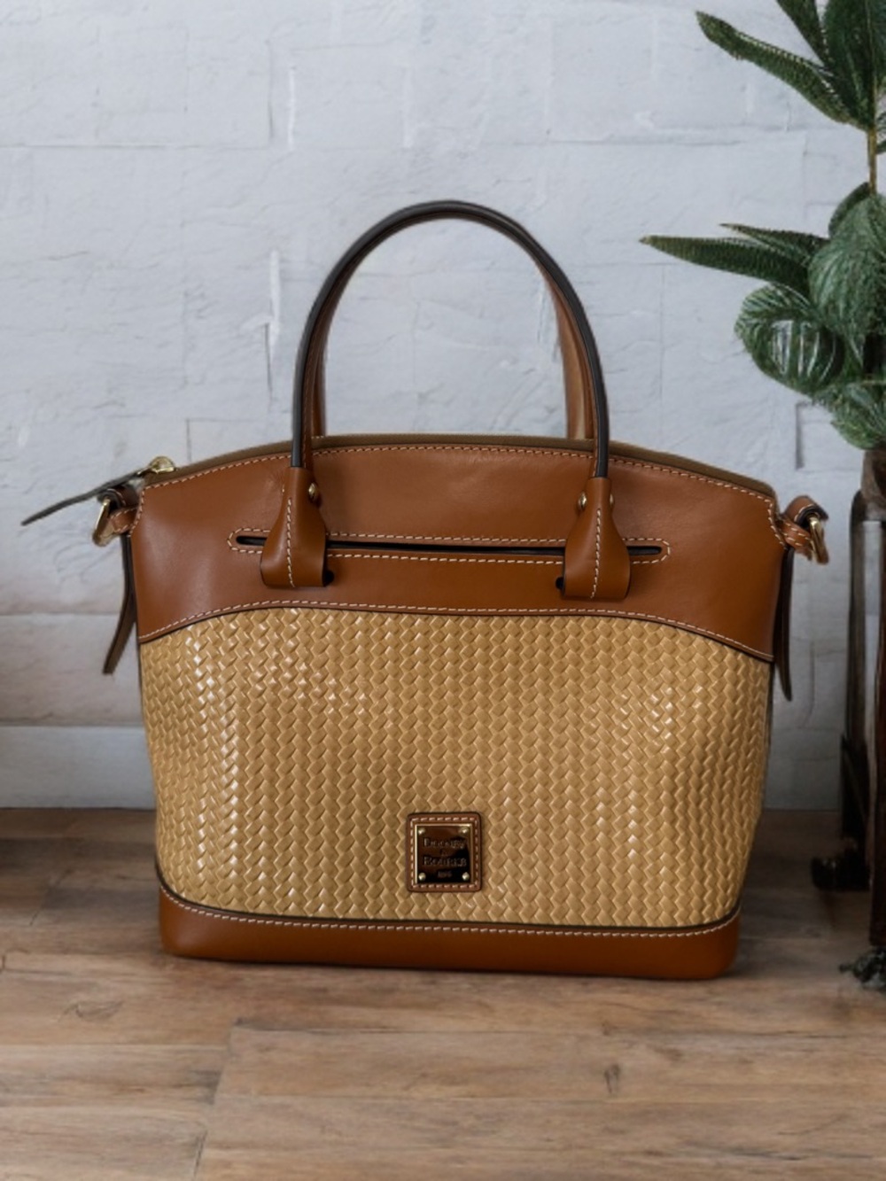 Dooney & Bourke Tan and Brown Woven Tote